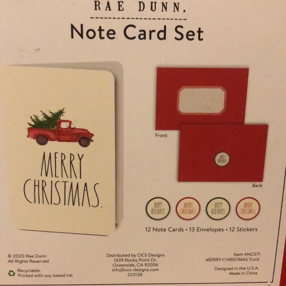 Rae Dunn “MERRY CHRISTMAS ” NOTE CARD SET OF 12 - Picture 3 of 4